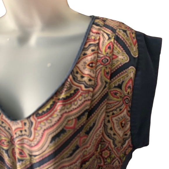 KOOKAI Blue Floral Silk Drop Shoulder V Neck Sheath Dress 42 / US 10‎ - Picture 5 of 12